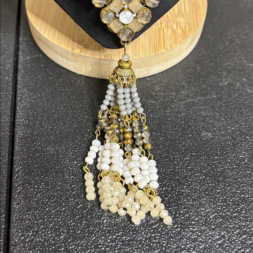 Baublebar Gold Tone Rhinestone Tassel Long Necklace - Picture 5 of 8